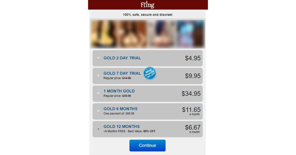 Fling.com membership pricing