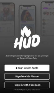 HUD app signup screen