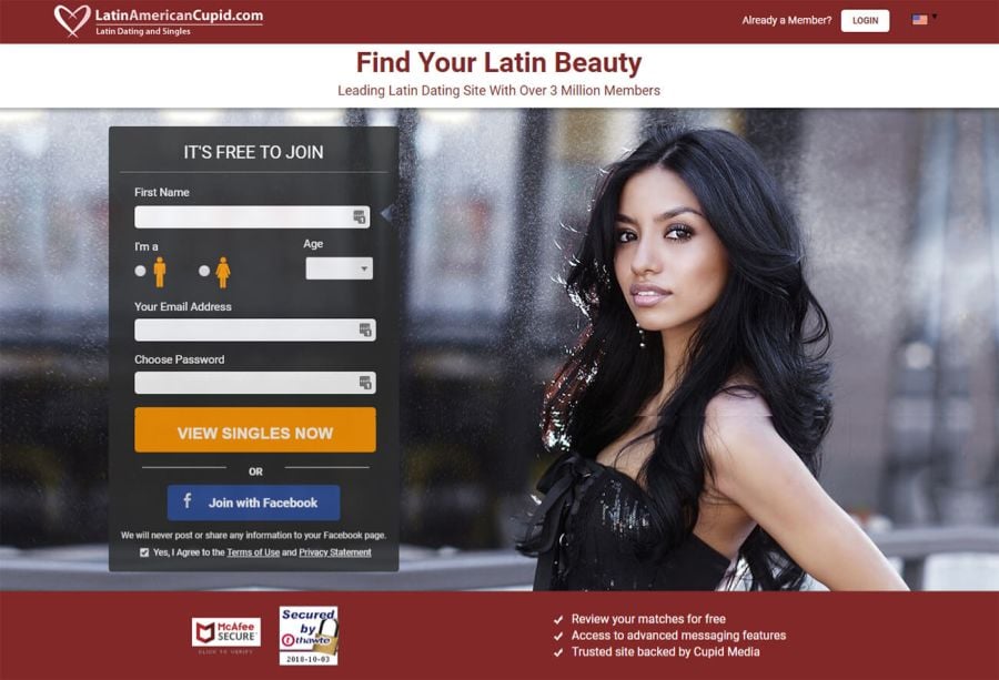 LatinAmericanCupid.com sign up page